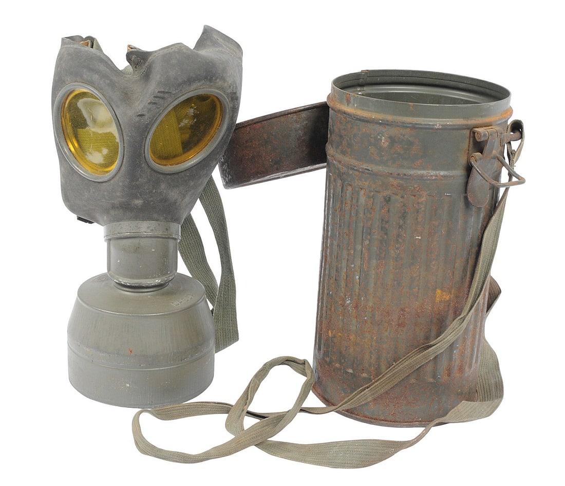 *German WWII Military Gas Mask and Cannister (PBS) (1 of 7)