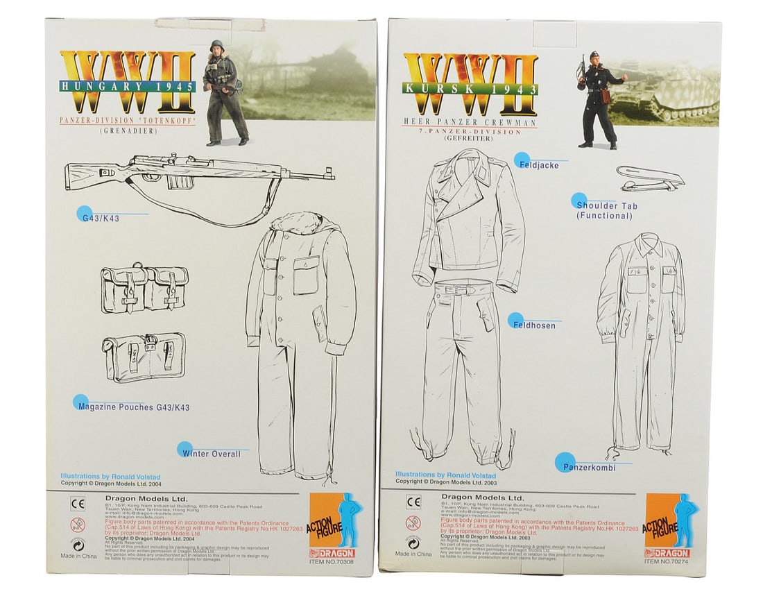 Dragon Inc. WWII German Totenkopf Panzer Grenadier and Panzer Crewman Action Figure Lot of 2(C3T) - 5