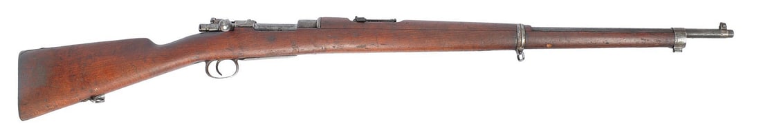 Mexican Military Model 1910 7mm Mauser Bolt-Action Rifle - FFL # 9244I (A1): A Mexican Military Model 1910 7mm Mauser Bolt-Action Rifle in good condition with a dirty and marginally defined bore. The action appears to function properly with heavy wear to the original finish an