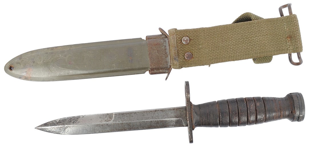 US Military WWII-Korean War era M4 M1 Carbine Bayonet with M8A1 Scabbard (AIF) - 2