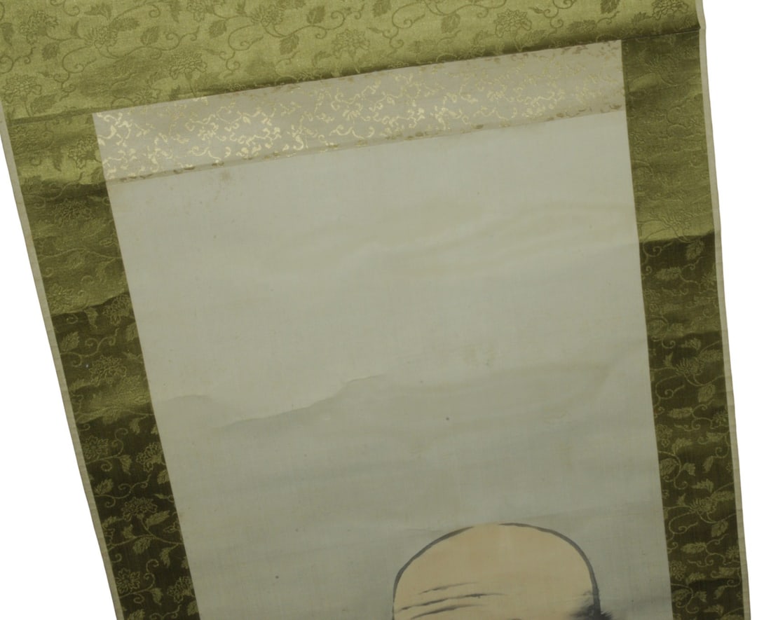 Vintage Early to Mid-20th Century Japanese Kakejiku Traditional Hanging Scroll of Daruma (APL) - 4