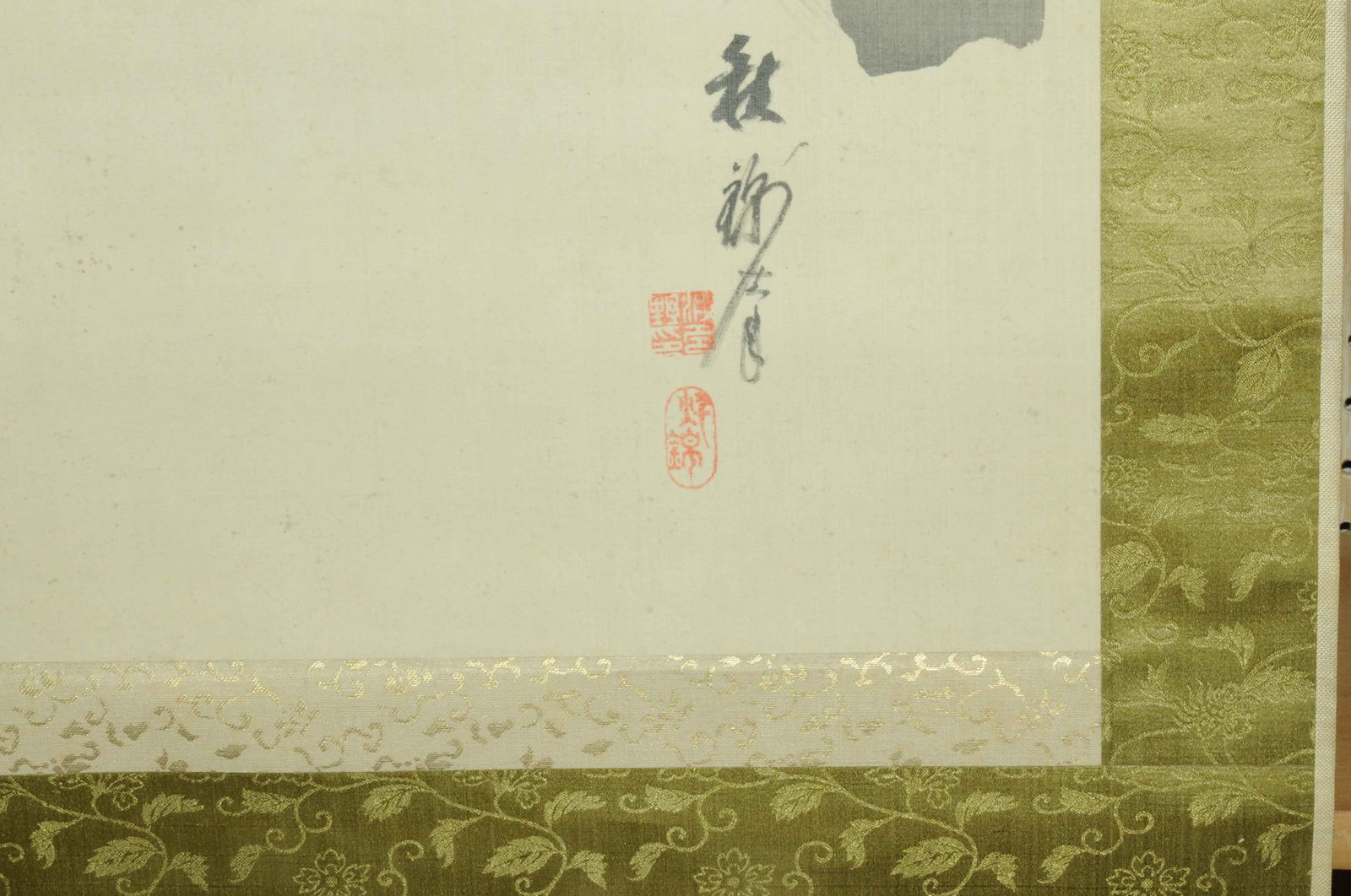 Vintage Early to Mid-20th Century Japanese Kakejiku Traditional Hanging Scroll of Daruma (APL) - 6