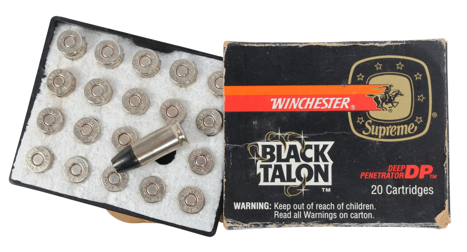 Rare Vintage Winchester Black Talon 9mm Box of 20 Rds. (APL1) - 4