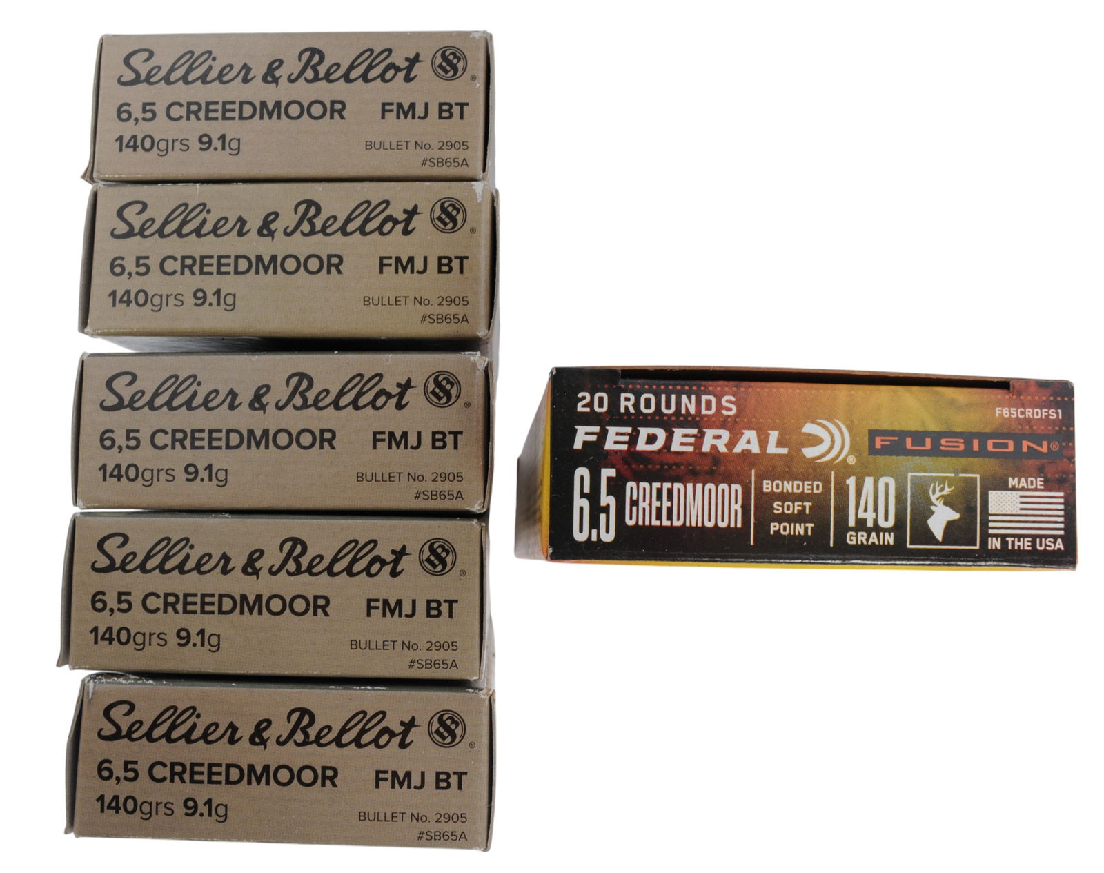 Federal / Sellier & Bellot 6.5 Creedmoor Box Lot of 120 Rds. (JGD) - 2