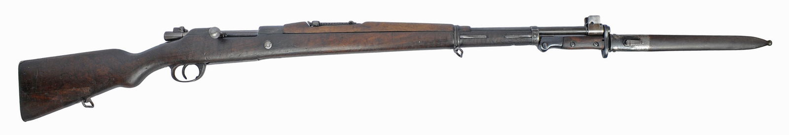 Portuguese Military WWII era Model 1904/30 8mm Mauser Bolt-Action Rifle & Bayonet - FFL #7842 (MAT1): A DWM Portuguese Military WWII era Model 1904/30 8mm Mauser Bolt-Action Rifle in good to very good condition, with the bayonet. 