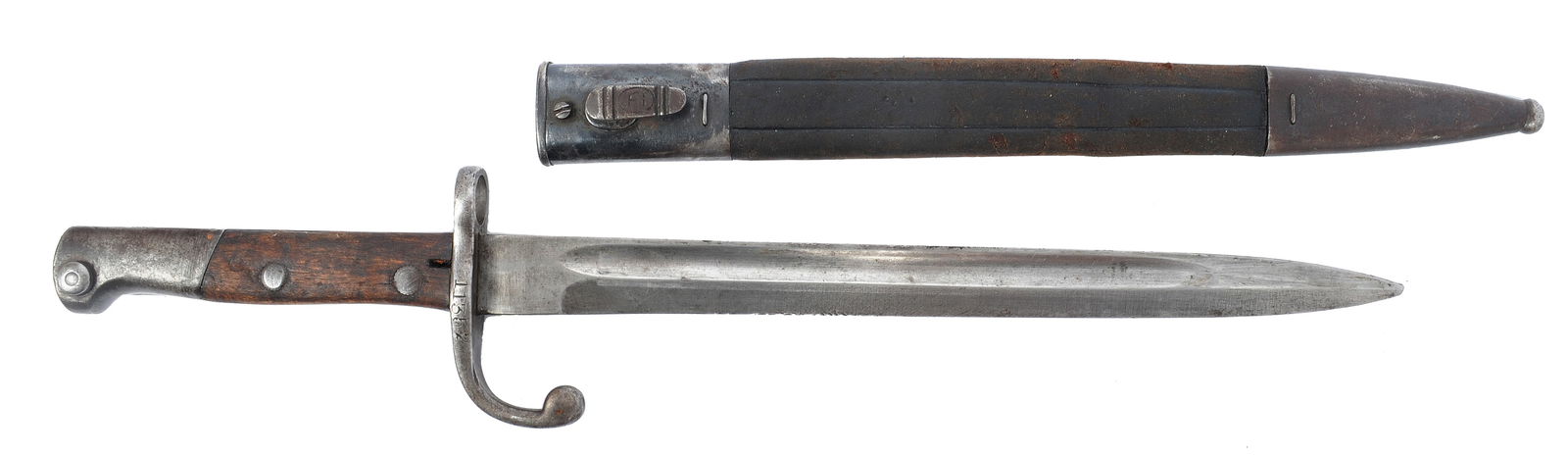 Brazilian Military Model 1908/34 Mauser Rifle Bayonet (): A Brazilian Military Model 1908/34 Mauser Rifle Bayonet in very good condition with it's scabbard. 
