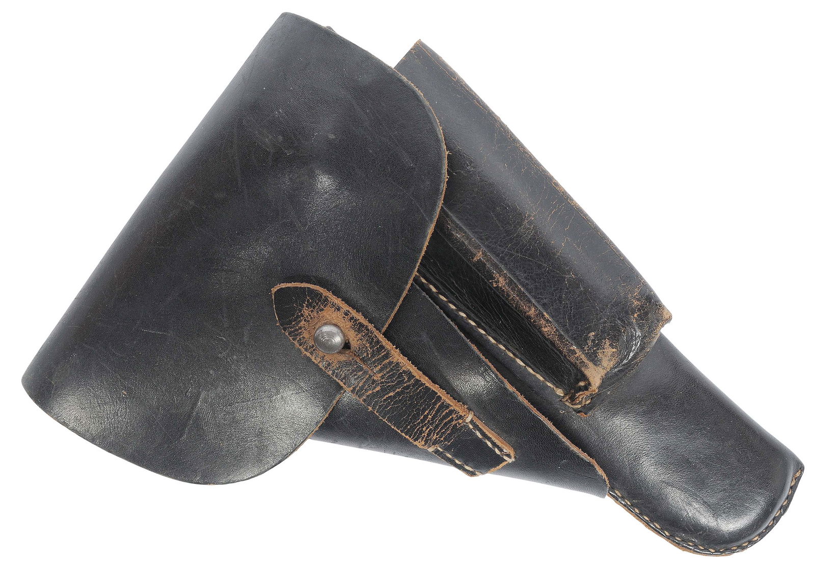 Scarce *German WWII BDR Code 1941 Dated Waffen SS Depot Marked Occupied Hi-Power Holster (APL) (APL): A Scarce and Very Rare *German WWII BDR Code 1941 Dated SS Depot Marked Occupied Browning Hi-Power Holster in good to very good condition with minor wear to the original leather finish and some