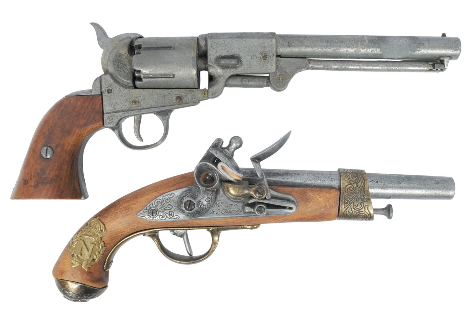BKA 98 Made Non-Firing 1851 Colt Navy and Flintlock Pistol Display Replicas Lot of 2 No FFL(M3S1) (1 of 18)