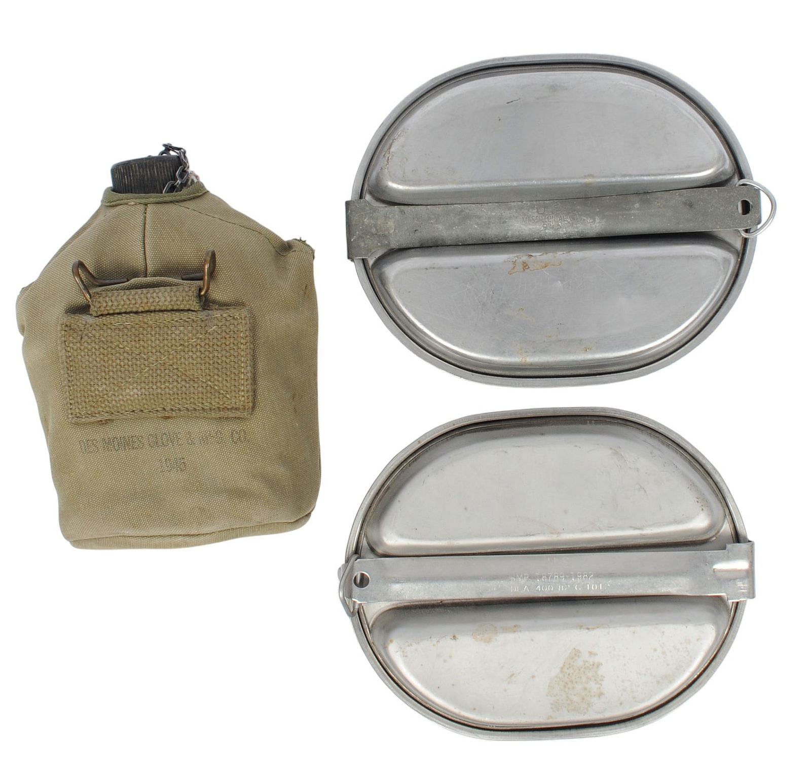 US military USGI WWII Surplus 1945 Dated Canteen, Cover, and Mess Kit Lot of 3 (TJZ) (1 of 16)