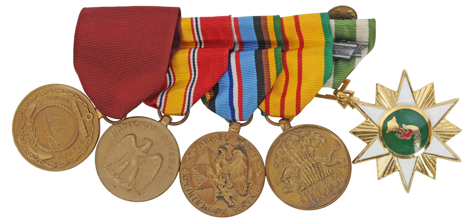 US Military Vietnam War Era Medal Rack of 5 (JHB) (1 of 6)