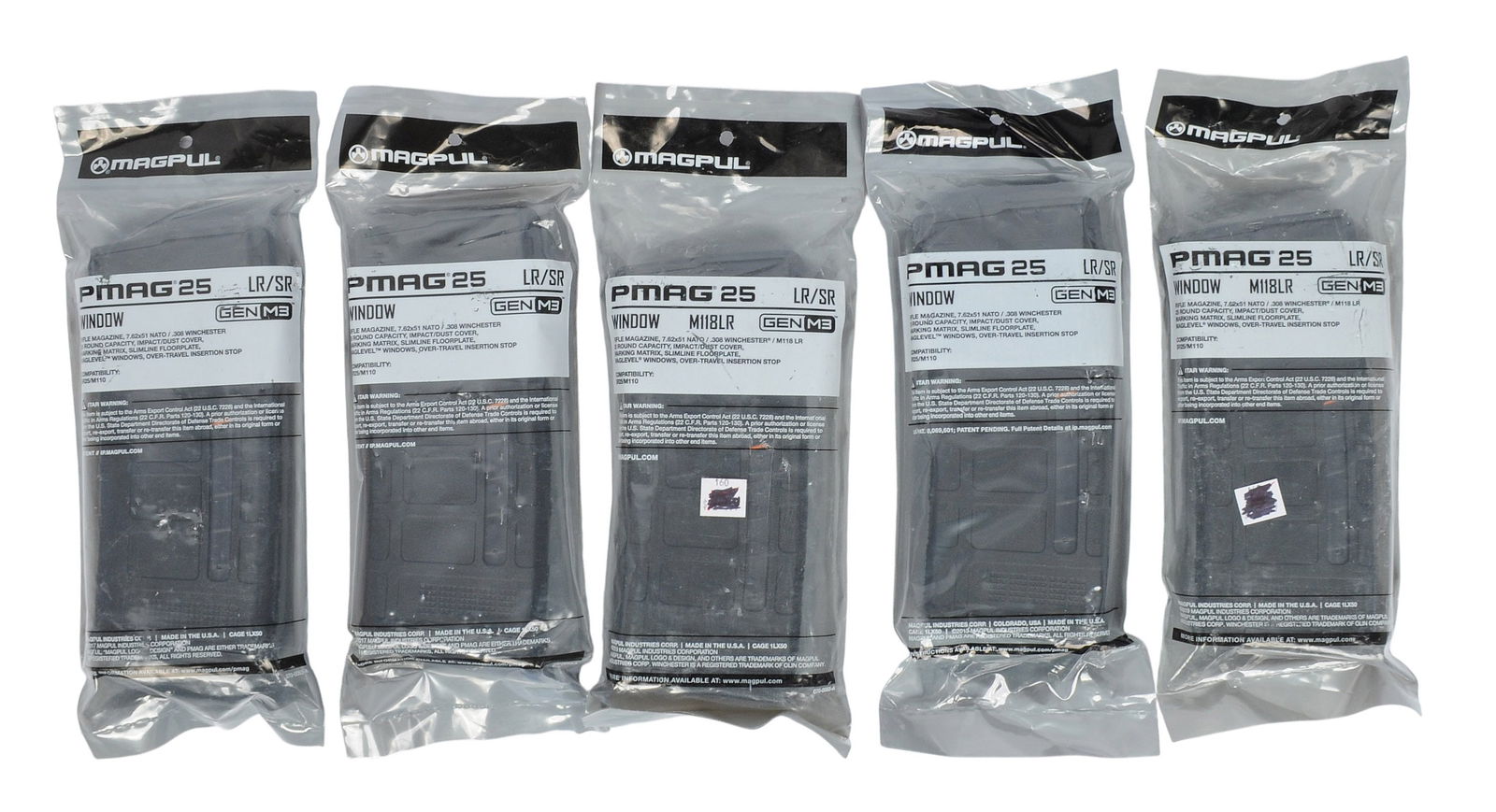 Five Magpul 25 Round Windowed Gen 3 7.62x51mm Magazines (JGD): A lot of Five Magpul 25 Round Windowed Gen 3 7.62x51mm Magazines that are all in very good condition near mint in the bags. 