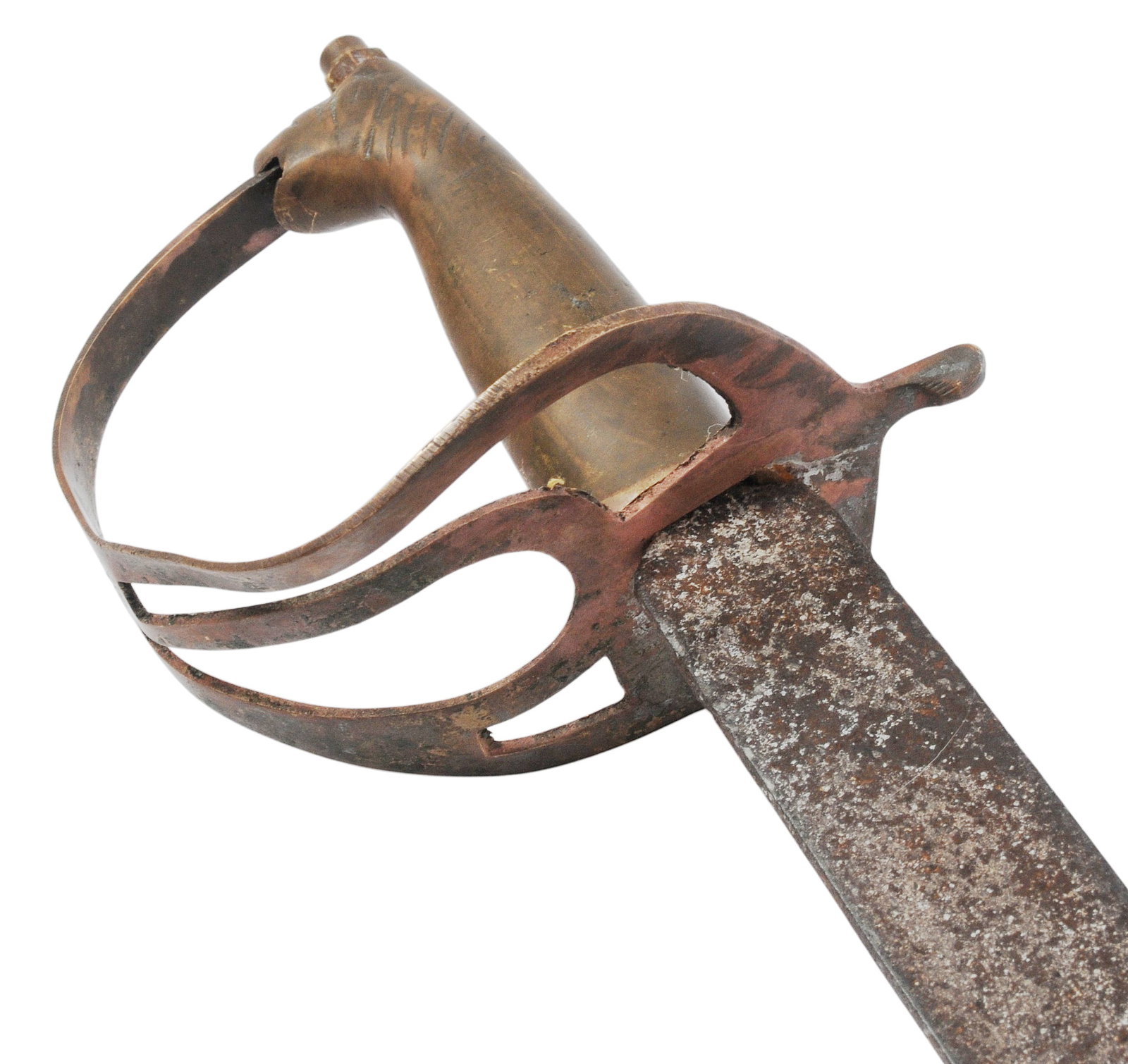 Antique India or Middle Eastern Lions Head Hilt Engraved Calvary Sword (HKR) - 3