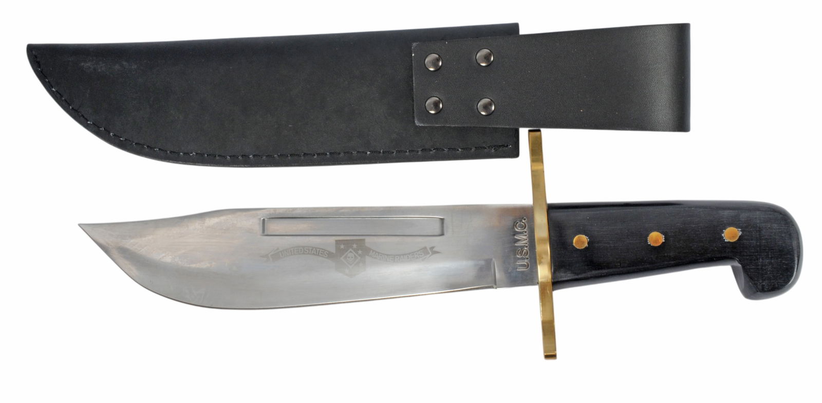 Aftermarket Commemorative Etched Marine Raider V44 Fighting Bowie Knife (CAH) - 2