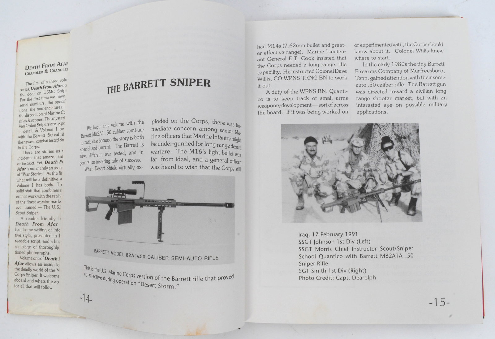 Signed by Carlos Hathcock"Death from Afar Volume I Maine Corp Sniping" by Chandler & Chandler (BCW) - 5