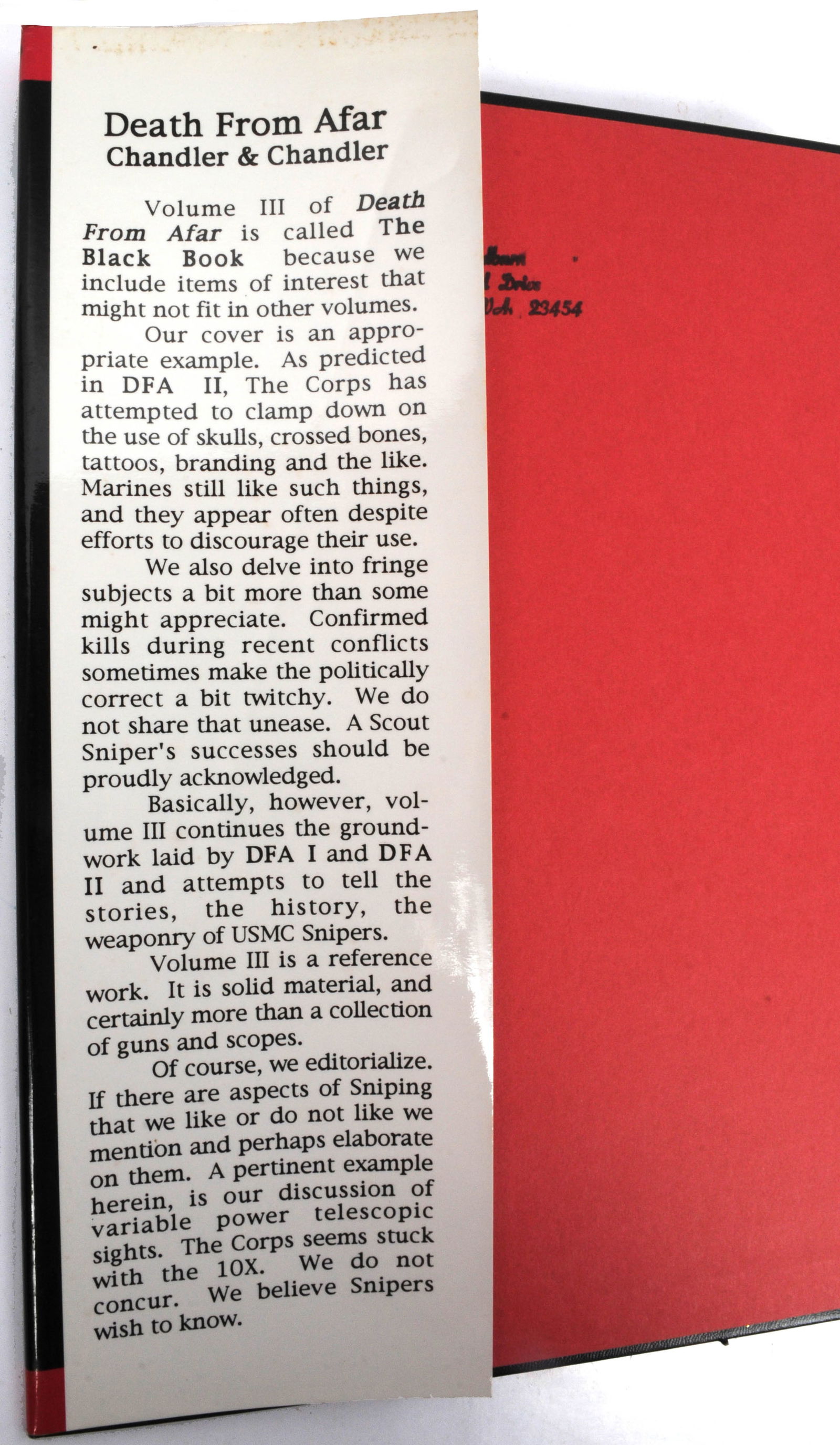 Signed by Carlos Hathcock "Death from Afar Volume III the Black book" by Chandler & Chandler (BCW) - 3