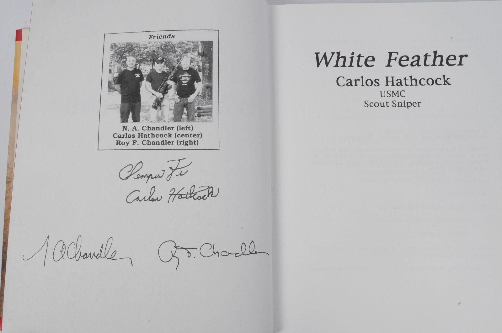 Signed by Chandler and Carlos Hathcock "White Feather" by Carlos Hathcock (BCW) - 3