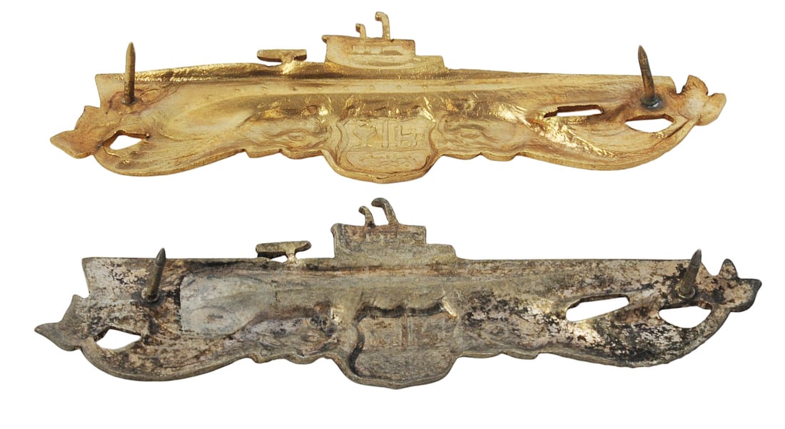 Two Peruvian Naval Officer & Enlisted Submarine Dolphin Badges (A) - 3