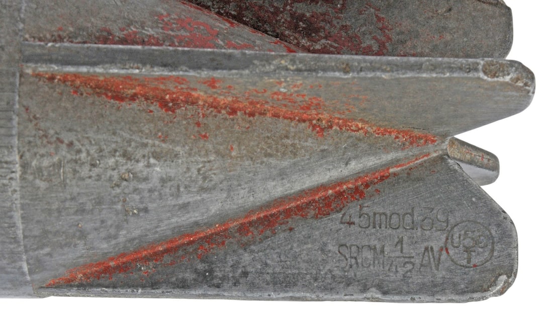 Inert Italian WWII "Red Devil" 45mm Brixia Model 35 Mortar Bomb (A) - 4