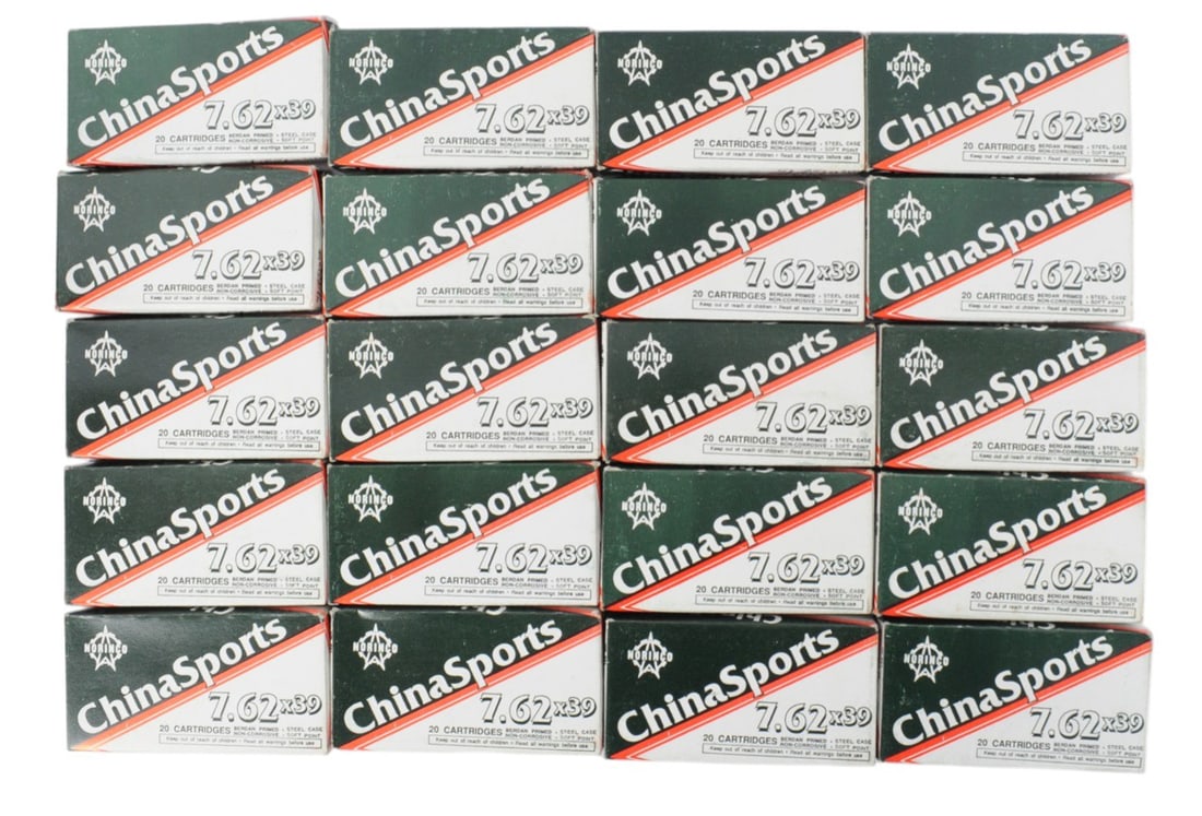 400 Rounds of Norinco ChinaSport 7.62x39mm Ammo (JGD): A lot of 400 Rounds of Norinco ChinaSport 7.62x39mm Ammo in factory boxes. 