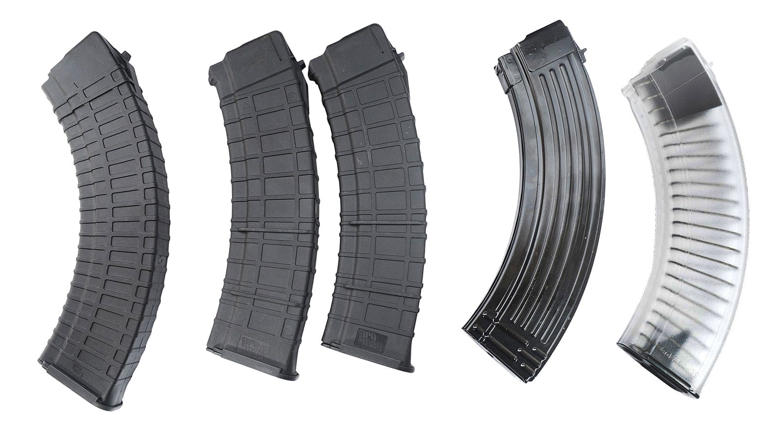 Mixed Grouping of Five AKM/AK74 7.62x39mm/5.45x39mm 40/45 Round Magazines (JGD) - 2