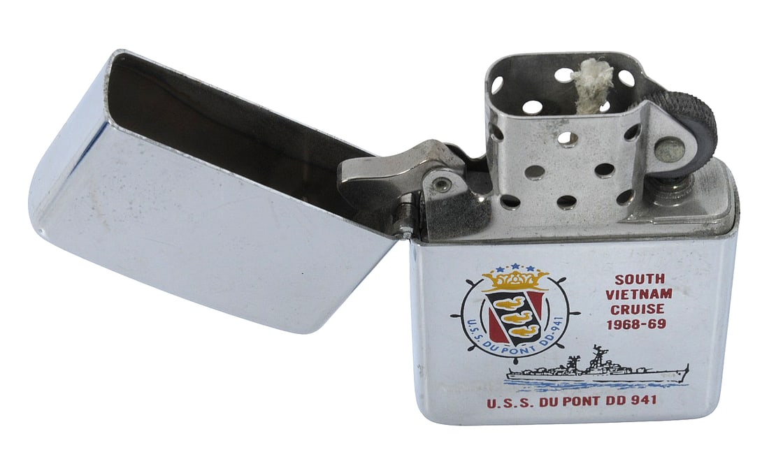 Vietnam War era US Navy "Tonkin Gulf" USS Du Pont (DD-941) Zippo Lighter (A) - 2
