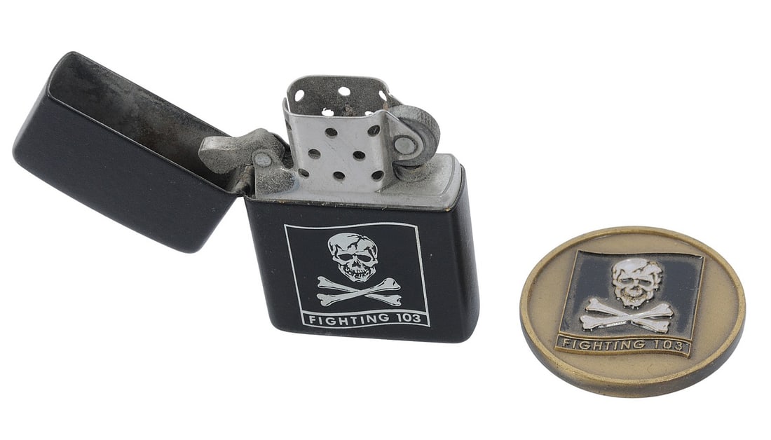 US Navy "Jolly Rogers" VFA-103 Strike Fighter Squadron Zippo Lighter & CPO Challenge Coin (A) - 2