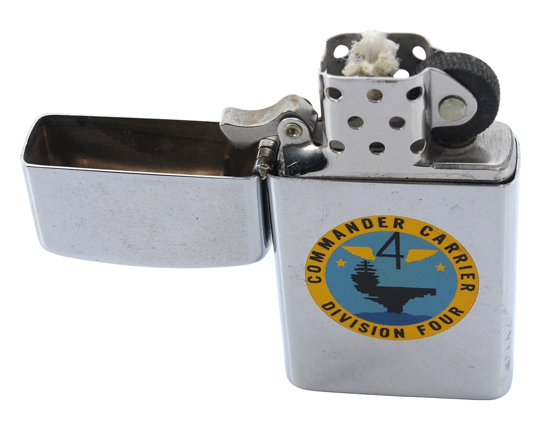 US Navy "Commander Carrier Division Four" RADM Talley Presentation Slim-Line Zippo Lighter (A) - 2