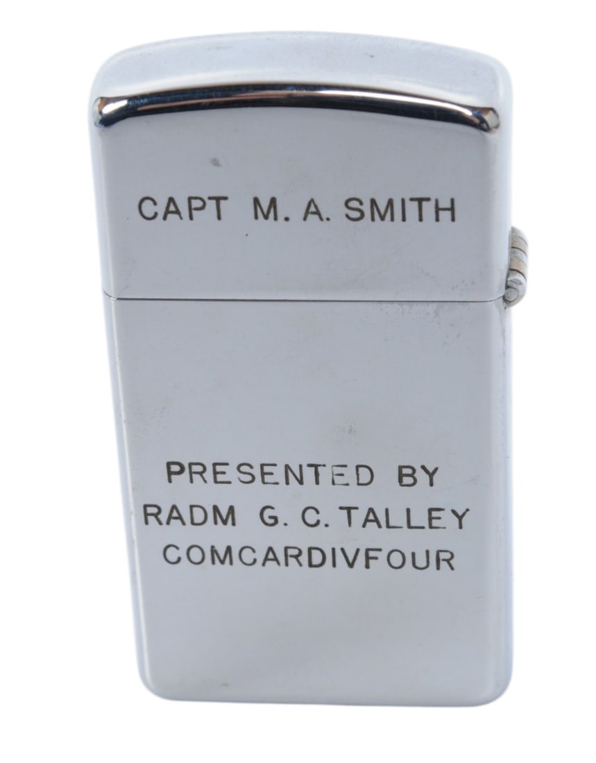 US Navy "Commander Carrier Division Four" RADM Talley Presentation Slim-Line Zippo Lighter (A) - 3