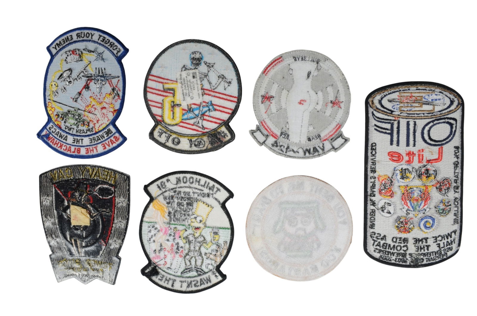 Seven US Navy/US Army 1980-90s era "Politically Incorrect" Novelty Squadron Patches (A) - 2