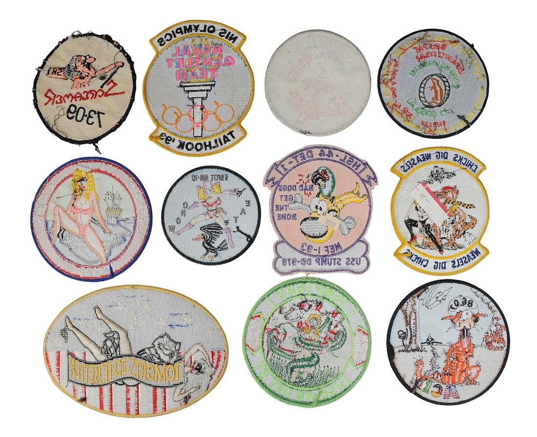 Eleven US Navy 1980-90s era "Politically Incorrect" Novelty Squadron Patches (A) - 2