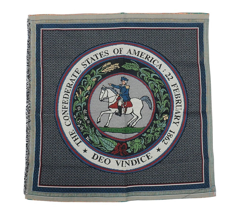 Civil War era Excavated Confederate Canteen & Conderate States Seal Tapestry (A) - 7