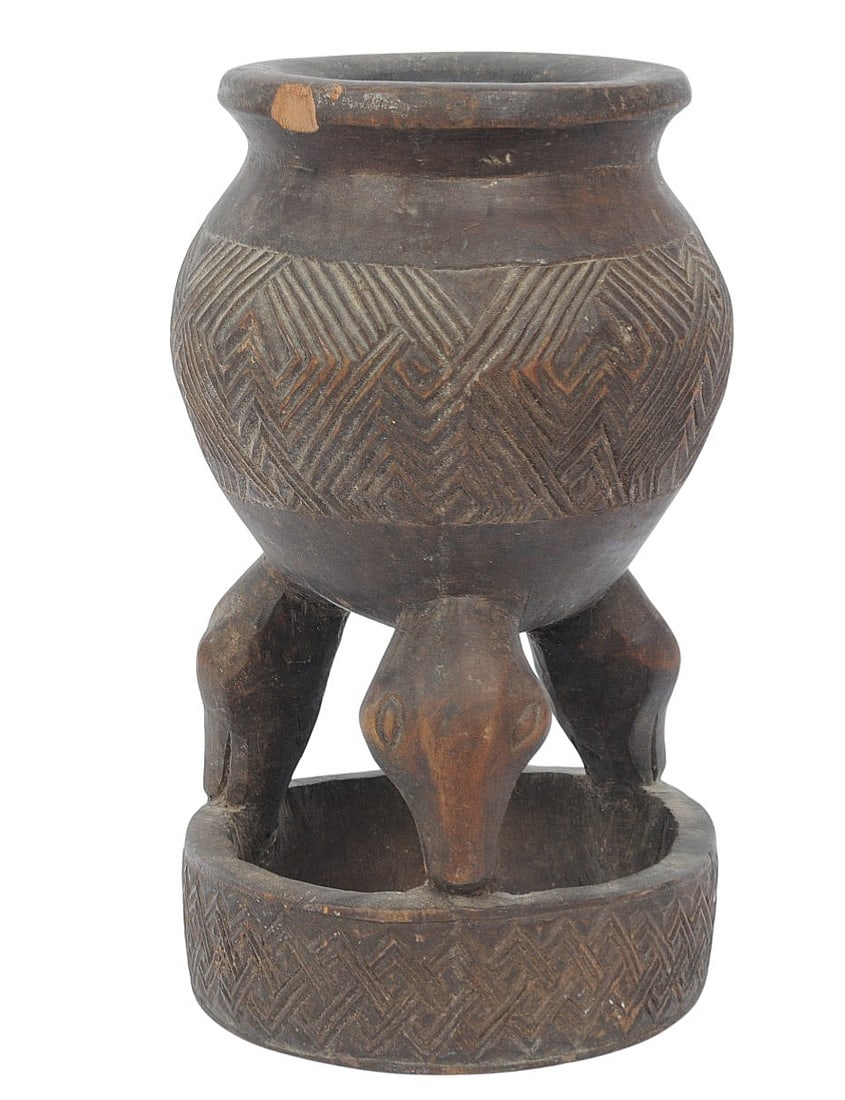 African Tribal Antique Chiefs Goblet (A): An African Tribal Antique hand-carved wooden Chiefs Goblet in fair to good condition. East coast...around Liberia. It stands __" tall. 