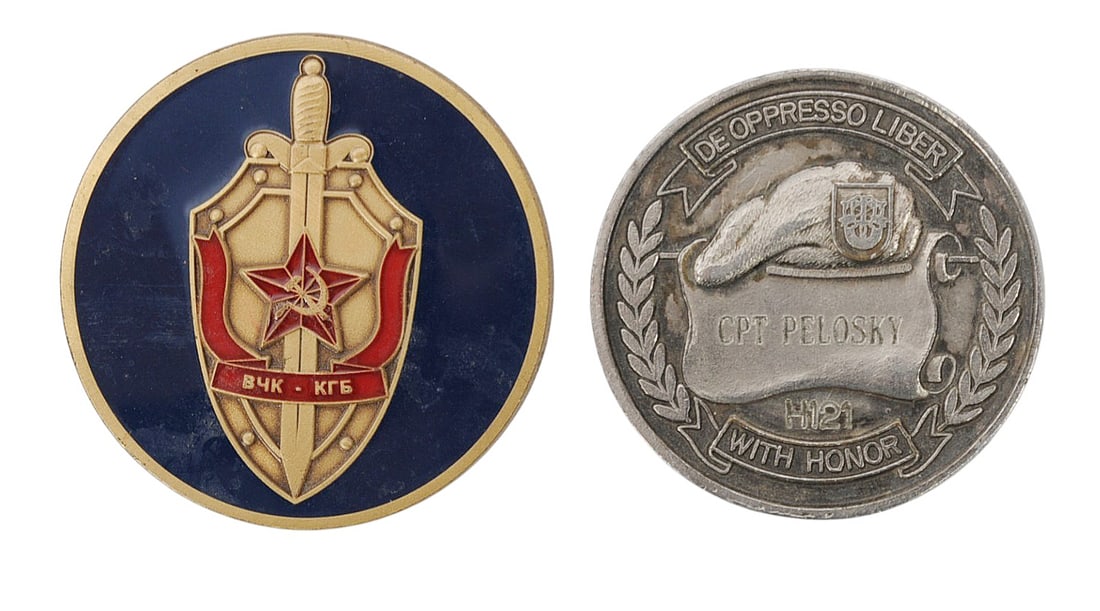 Soviet Russian KGB and Named 1st Special Forces Division Challenge Coin Lot of 2(A) - 2