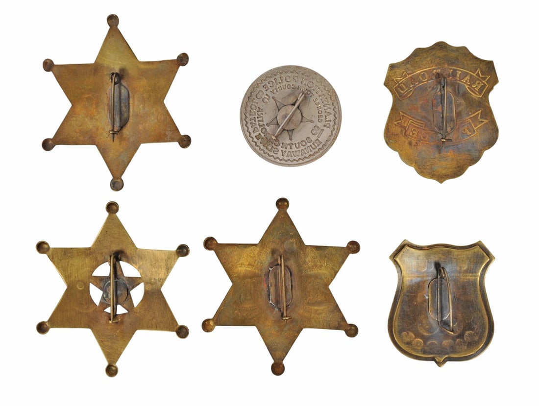 Six Old West Style Sheriff, Police and Marshall Badges (A) - 2