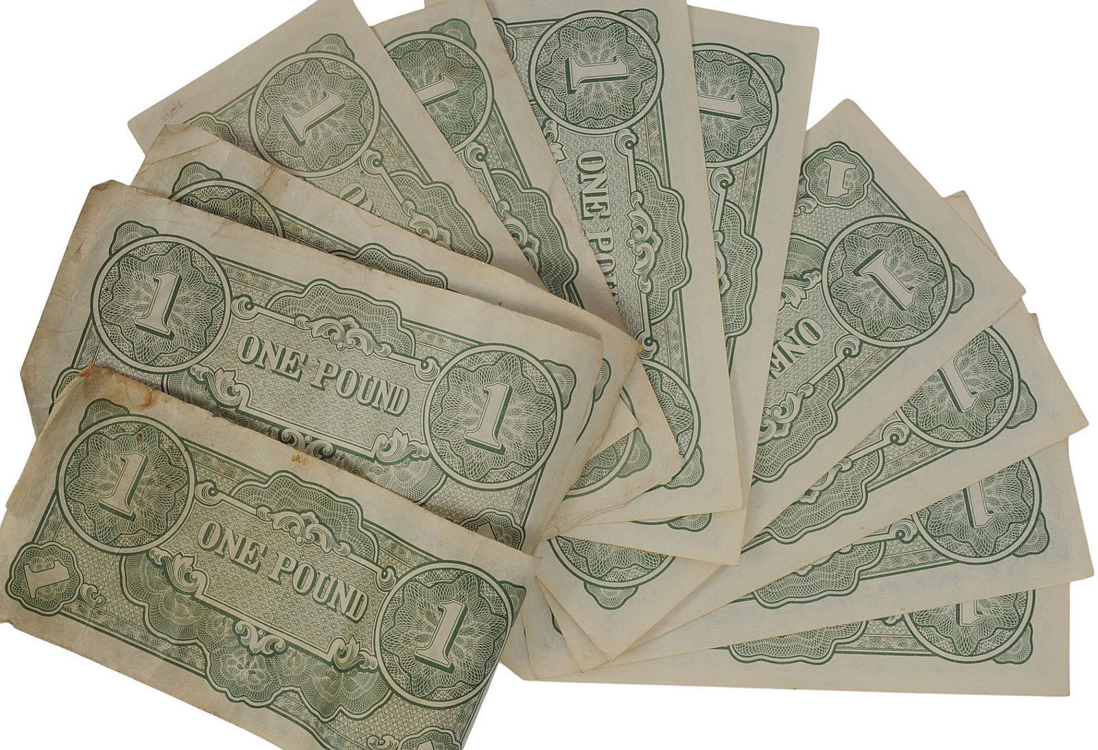 Japanese Post WWII Occupation Currency, 11 Pounds in One Pound Bills (EDN) - 3