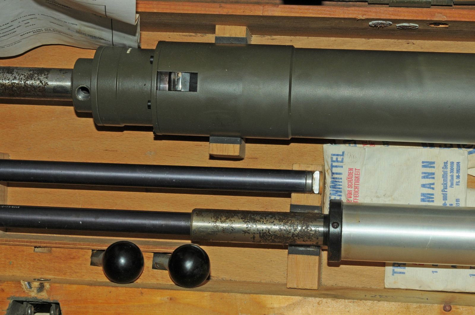 German WWII Ziellinienprüfgestänge "Bore Gauge Alignment Set" 74mm to 138mm with Case (C3T - 4