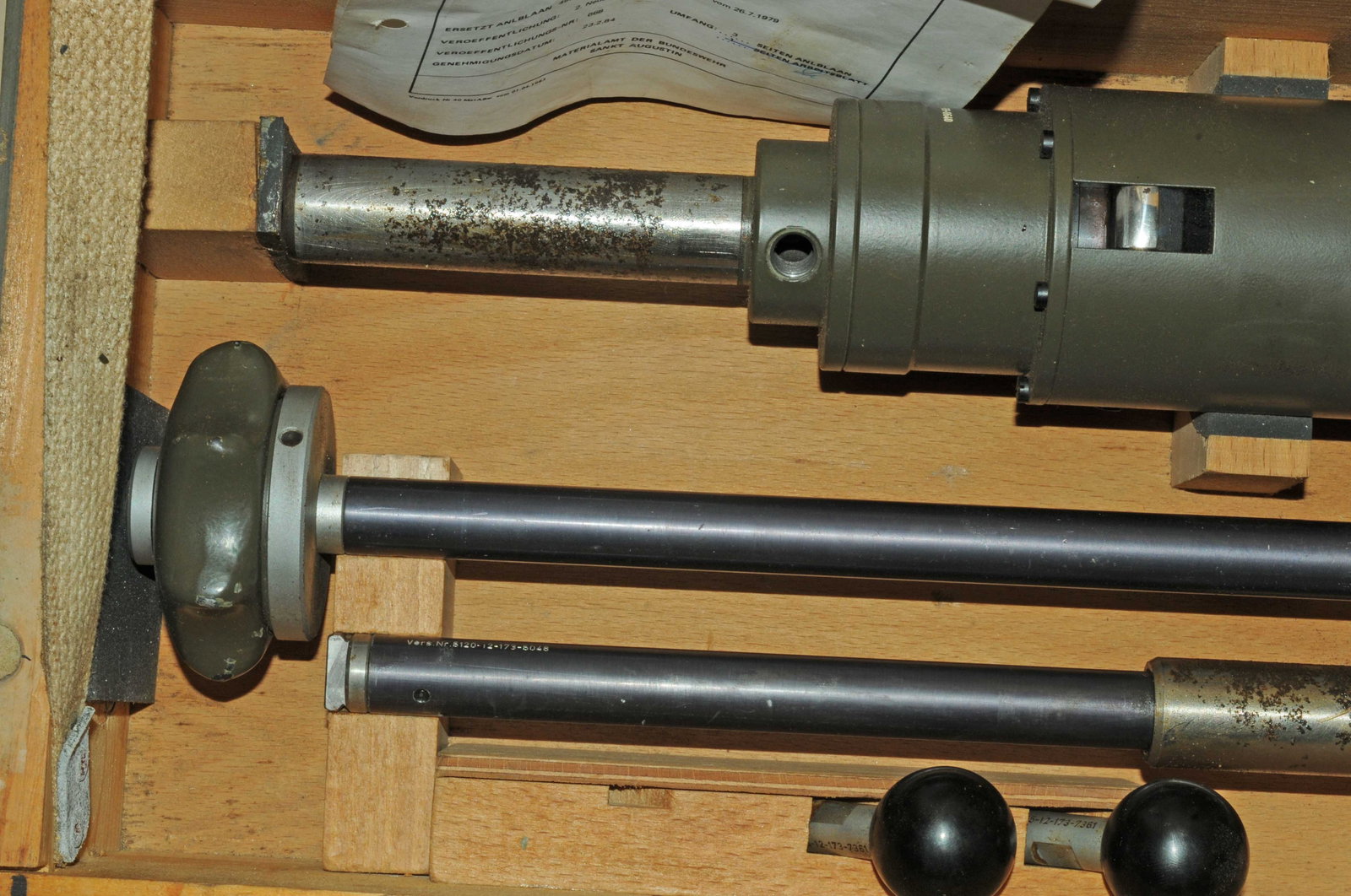 German WWII Ziellinienprüfgestänge "Bore Gauge Alignment Set" 74mm to 138mm with Case (C3T - 5