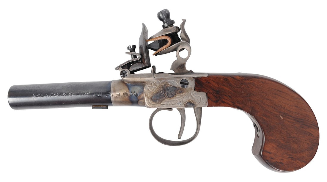 Contemporary Cased Italian Palmetto Arms "Lafayette Gamblers FLintlock Pistol" - no FFL needed (A1) - 3