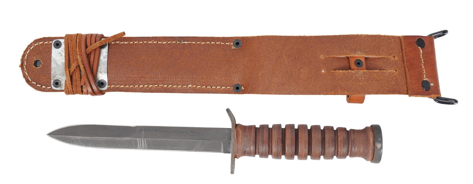 Possible US World War II Camillius M3 Fighting Knife & M6 Leather Sheath (CWA) - 3