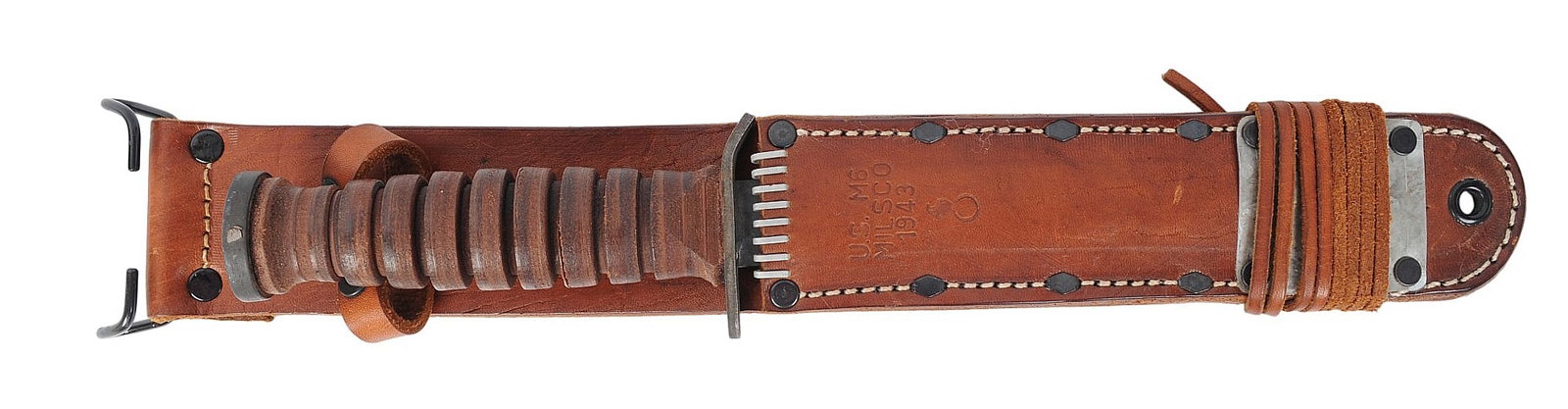 Possible US World War II Camillius M3 Fighting Knife & M6 Leather Sheath (CWA) - 6
