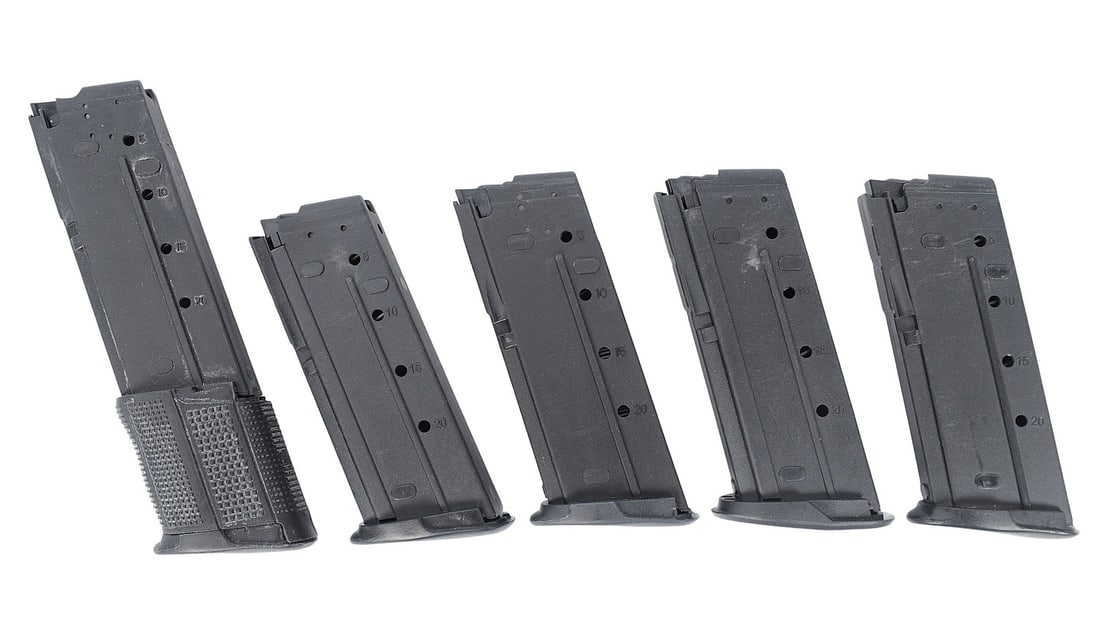 FN Five Seven 5.7x28mm 20 Rd Magazine Lot of 5 with 1 Mag Extension (JGD) - 2