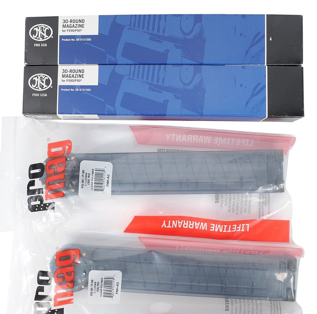 FN PS-90 5.7x28mm 50 Rd and 30 Rd Magazine Lot of 4 (JGD): An FN PS-90 5.7x28mm 50 Rd and 30 Rd Magazine Lot of 4 in very good condition.