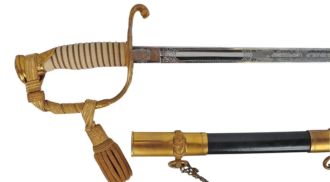 US Navy WWII-Vietnam War era Officers Sword, Sword Belt & Mini-Medals (JGD) - 9