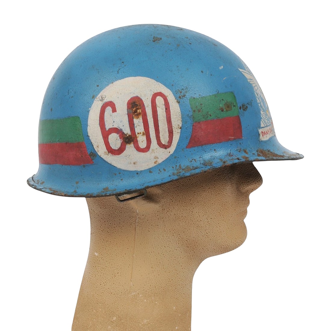 Rare South Vietnamese Police Re-Issued M1 Helmet Dated 1969 with Police District Number 600 (BM) - 6