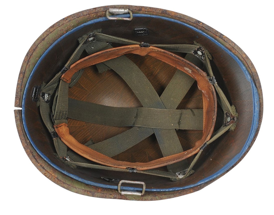 Rare South Vietnamese Police Re-Issued M1 Helmet Dated 1969 with Police District Number 600 (BM) - 8
