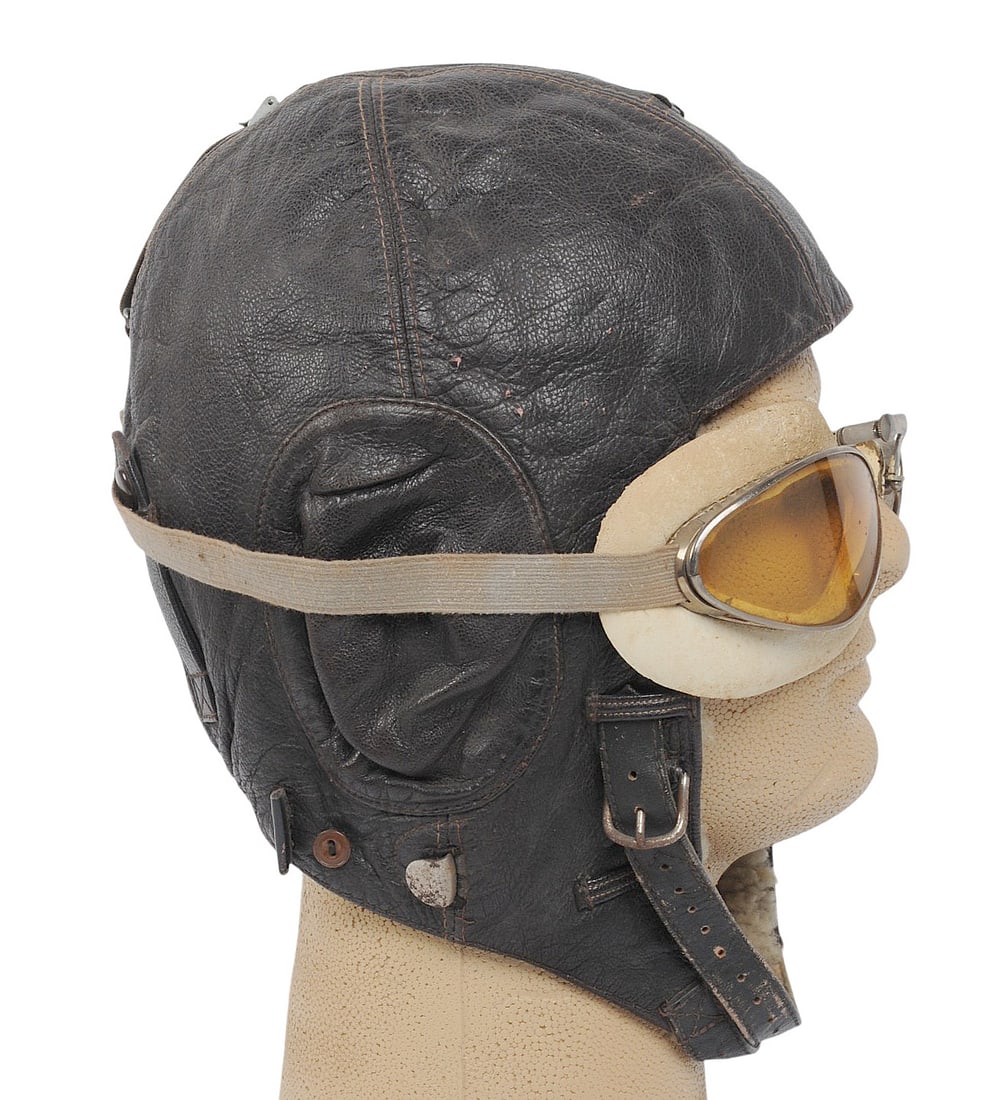 *German WWII Luftwaffe Winter Flight Helmet and Aviation Goggles (C3T) - 5