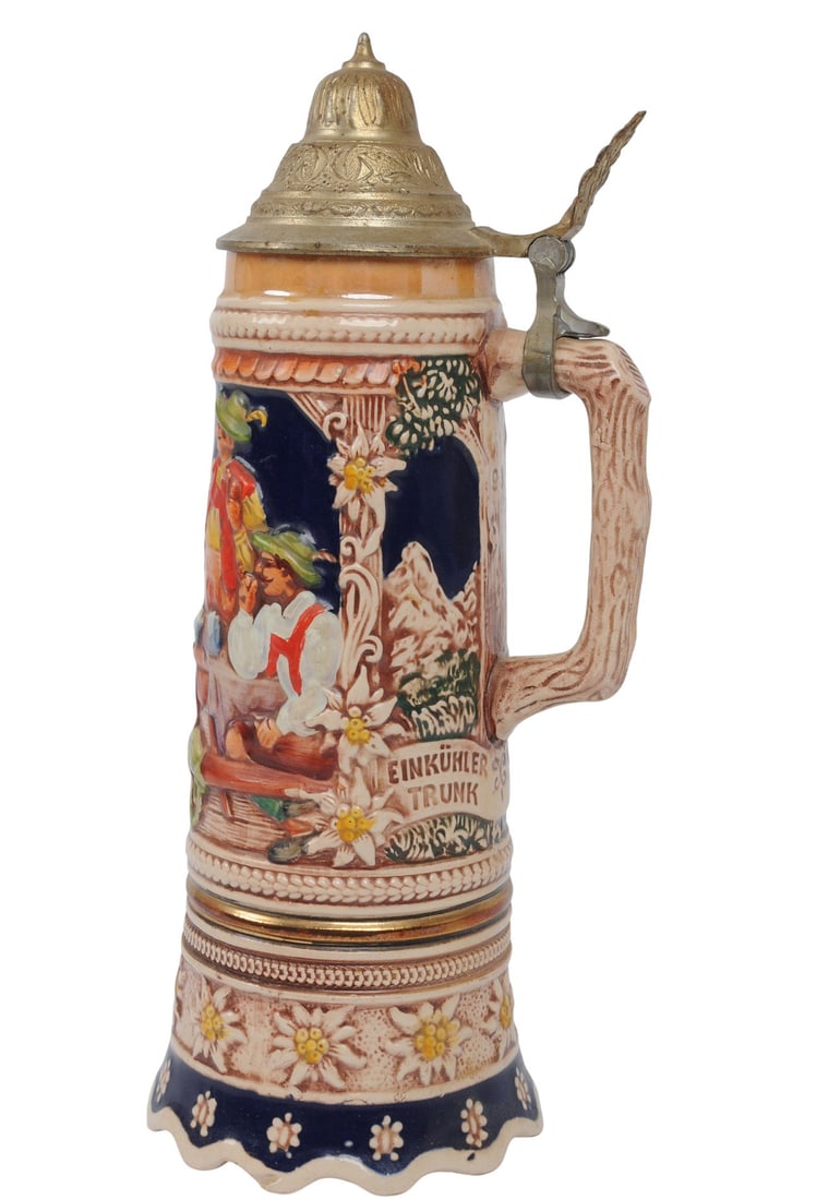 German Pewter 1 Liter Beer Stein and Music Box Commemorative for Painter David Bryan Cole (EDN) - 10