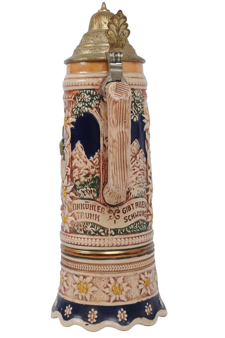 German Pewter 1 Liter Beer Stein and Music Box Commemorative for Painter David Bryan Cole (EDN) - 6