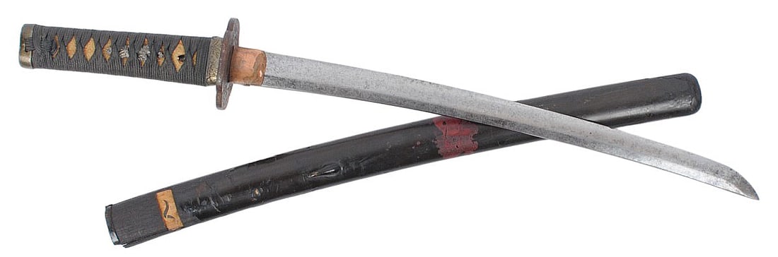 Rare Japanese Wakizashi with Mid Edo Era (1603-1868) Sword and (1912-1926) Taisho Era Fittings (BM) - 3