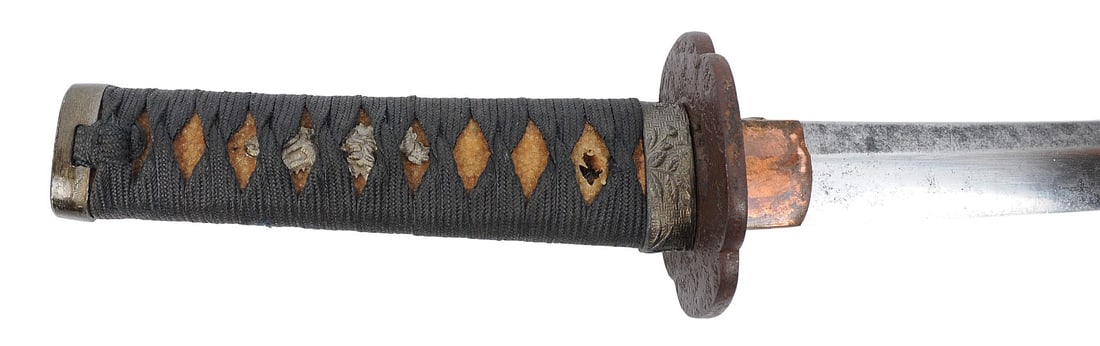 Rare Japanese Wakizashi with Mid Edo Era (1603-1868) Sword and (1912-1926) Taisho Era Fittings (BM) - 7